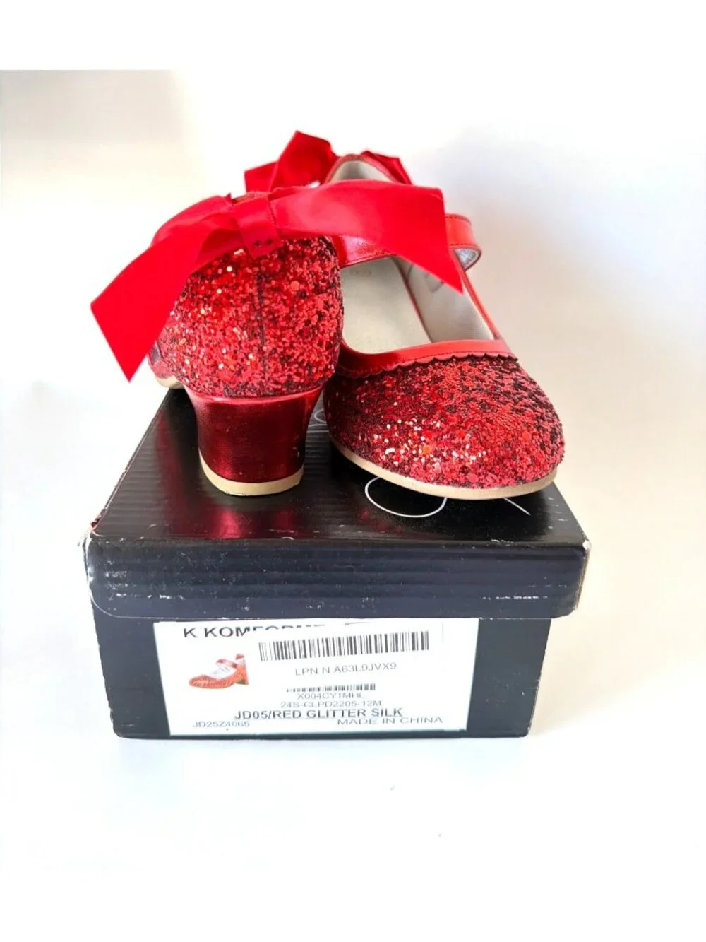 Red Glitter Dress Shoes Mary Janes Princess Heels Toddler Size 12